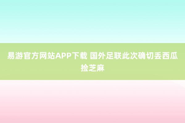易游官方网站APP下载 国外足联此次确切丢西瓜捡芝麻